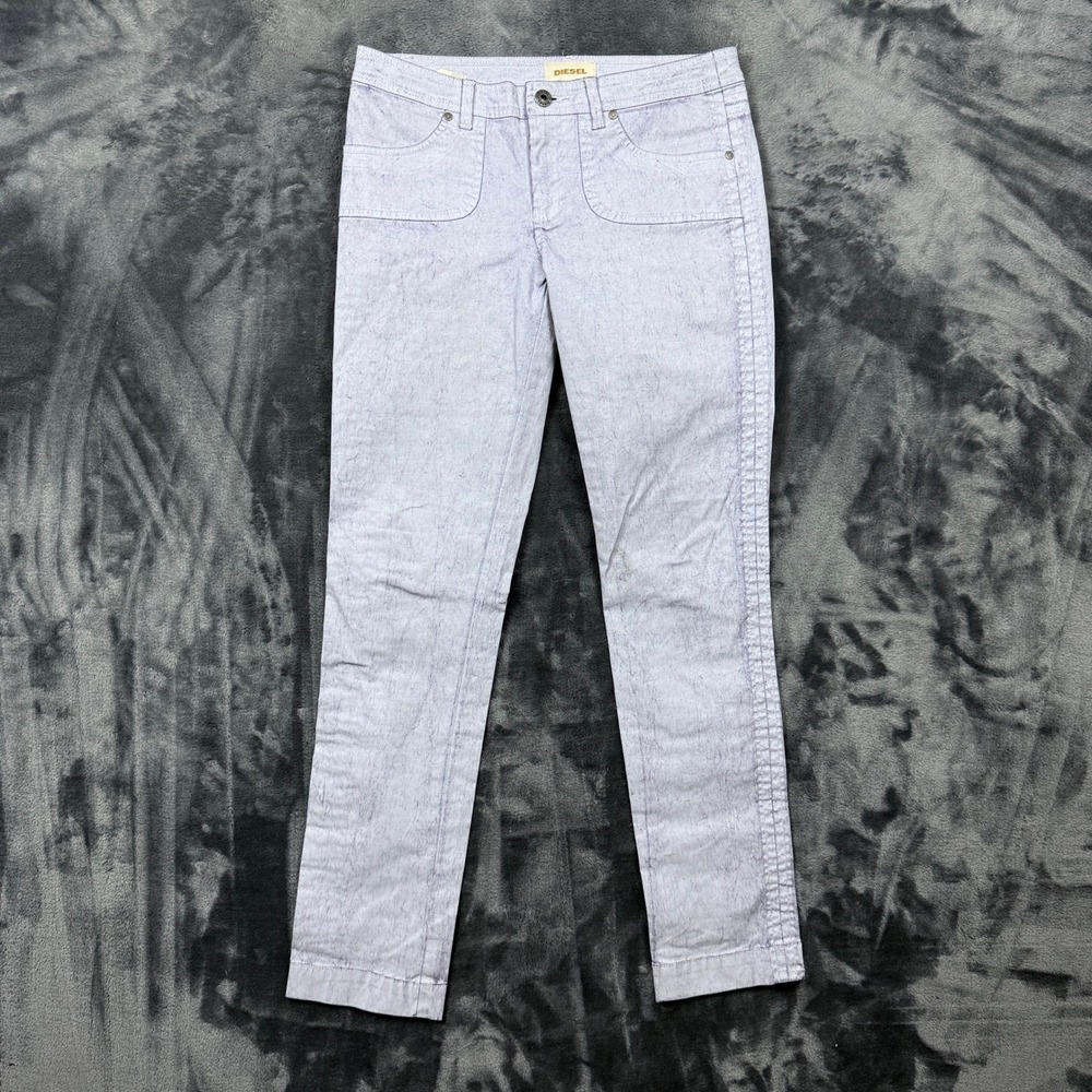 Diesel Slim Pants Womens 25 Purple Acid Wash Low Rise Straight Leg Trousers